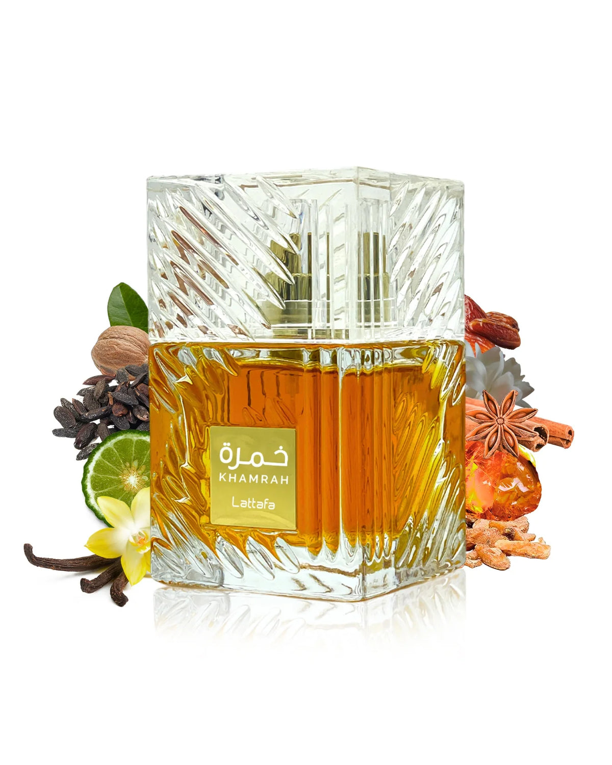 Khamrah by Lattafa EDP 100ml – A luxurious oriental fragrance with warm cinnamon, sweet vanilla, and rich praline in an elegant bottle.